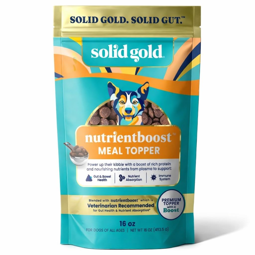 Solid Gold NutrientBoost Meal Toppers for Dogs - High Protein Dog Food Toppers for Dry Food - Grain Free Flavor Enhancer with Vitamins, Minerals & Amino Acids for Gut Health & Immune Support - 1lb