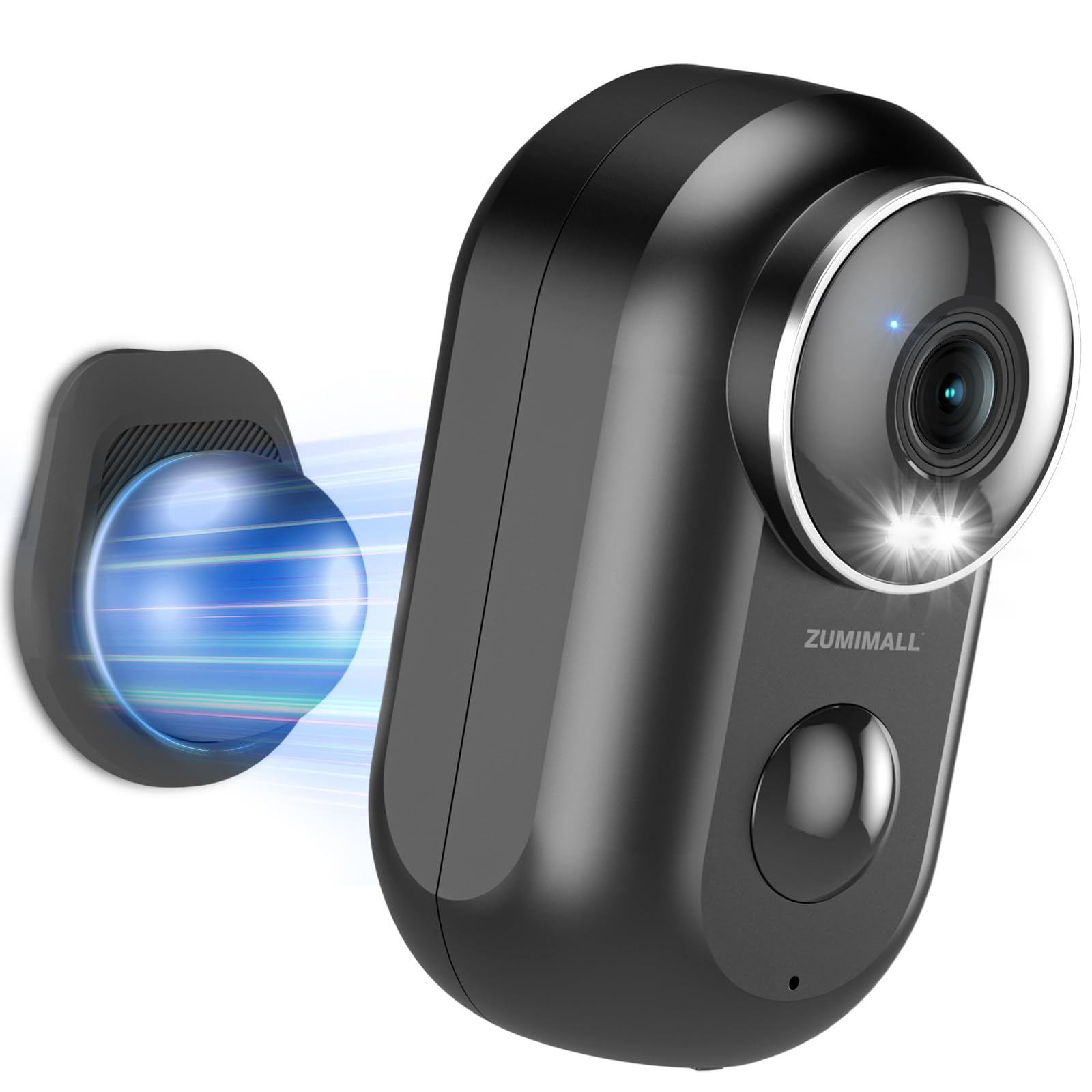 ZUMIMALL 2K Security Cameras Wireless Outdoor, Magnetic Mount, 130° View Outdoor Camera Wireless, 2.4G WiFi Battery Camera Indoor/AI Detection/3MP Color Night Vision/2-Way Talk/Cloud/Alexa/IP66 Black - Battery Cam