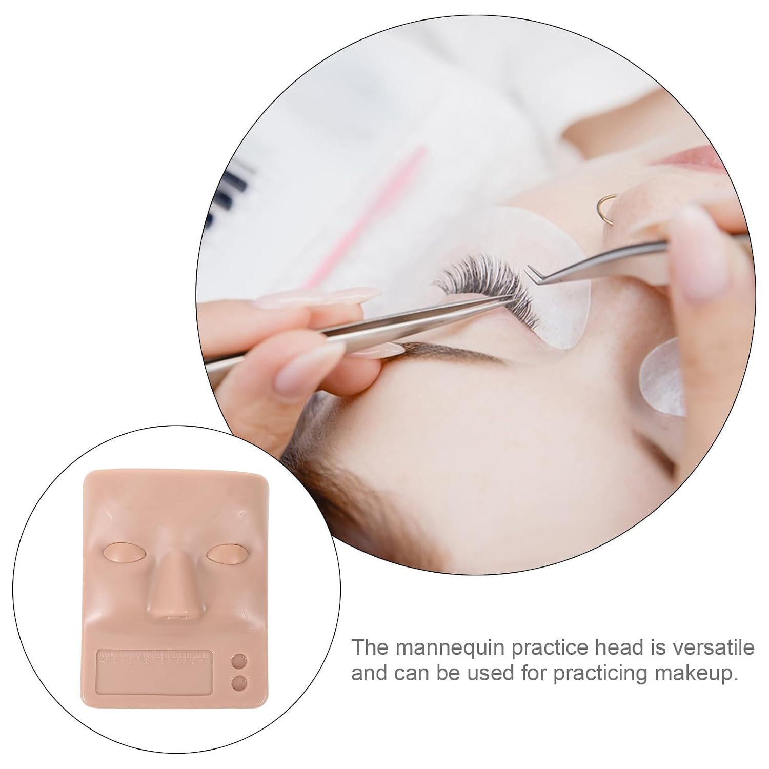Silicone Mannequin Head for Lash Extension Practice and Makeup Training | Reusable, Easy to Clean, Beginner Friendly, Replaceable Eyes for Teaching