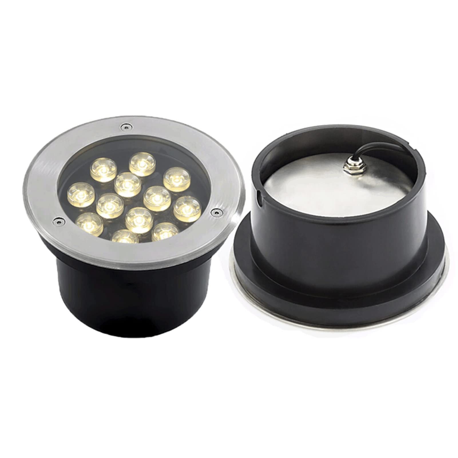 Faretto da incasso a LED for esterni - Luce subacquea impermeabile IP68, Lampada da giardino interrata in acciaio inossidabile CA 12V, for laghetto, piscina, illuminazione del paesaggio (Color : Warm