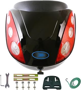LIVRER 28L Motorcycle Trunk Motorbike Tail Box Universal Waterproof Scooter Top Case Luggage Storage Plastic Case with Mounting Hardware Can Store Helmet,Black