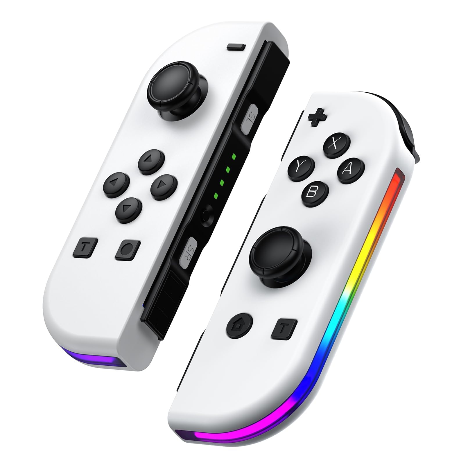 Joy Cons Wireless Controller for Switch, Replacement for Switch Joypad with RGB Light, Joystick Support Double Vibration/Wake-up/Screenshot (White)