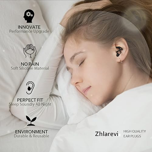 Miniatura 6 de ZHLAREVI - Tapones para los oídos para dormir con cancelación de ruido de silicona + espuma, doble protección auditiva, tapones para los oídos para