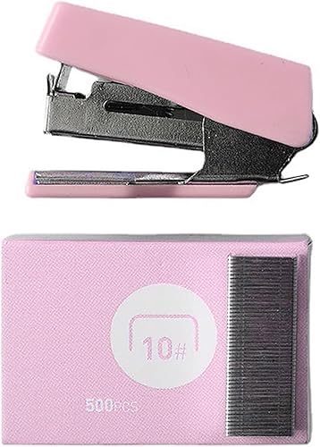Miniatura 5 de Juego de mini grapadoras, conveniente engrapadora compacta de escritorio de oficina para suministros de oficina (rosa Sakura)