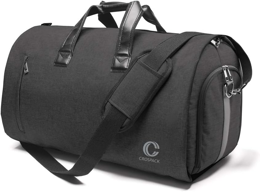 ACSTEP Crospack Carry on Large Garment Bag for Travel,Upgraded 55L Suit Duffle Bag, Shoulder Garment Bags for Men Women Black
