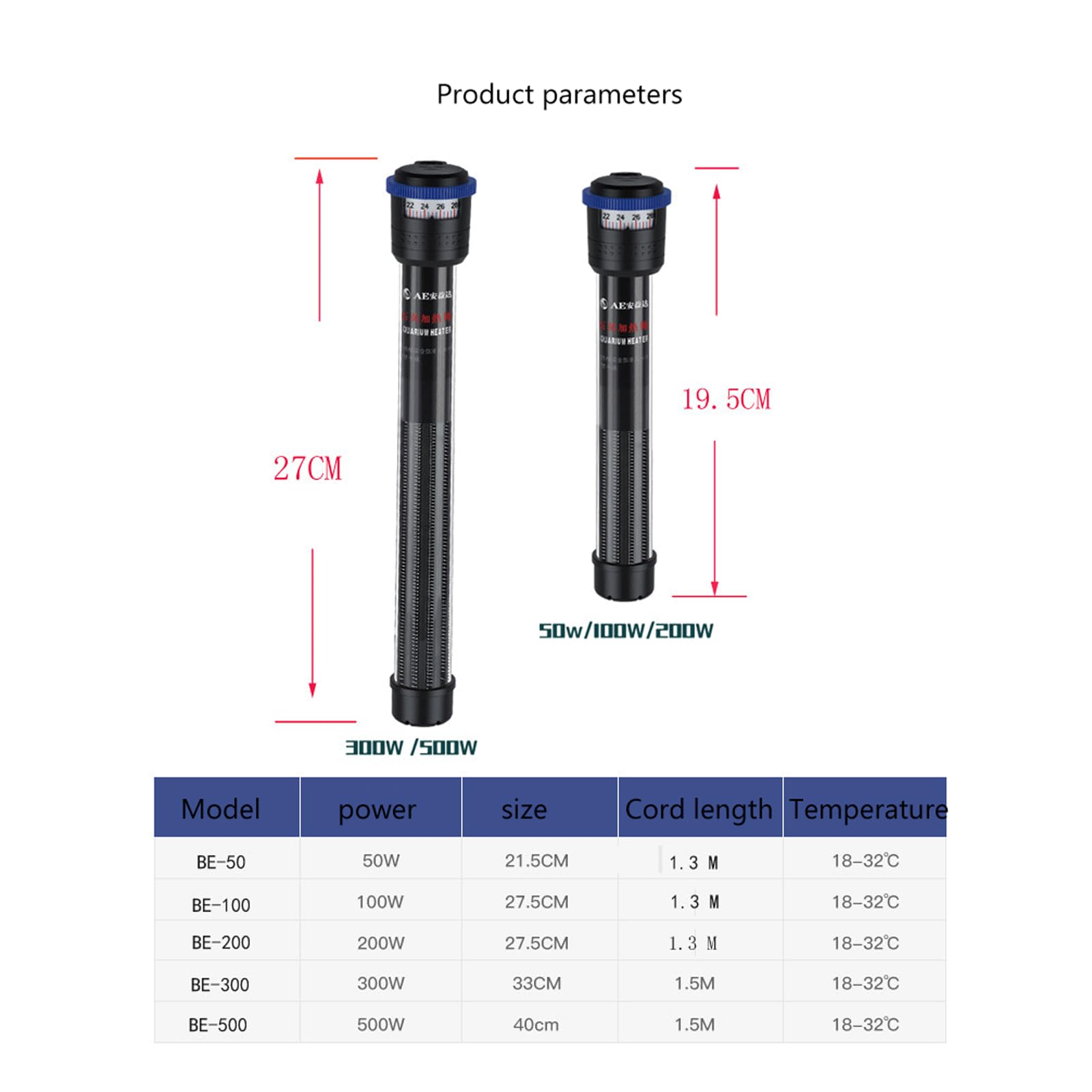 Varilla calefactora para Acuario, Varilla calefactora eléctrica pequeña a Prueba de explosiones, Doble Resistente al Agua, 100W (100W)