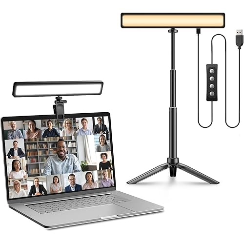 LED Video Conference Lighting, 2500K-9000K USB LED Video Light, 3 Working Modes, 10 Adjustable Brightness, with Tripod and Adjustable Clip for Zoom, Live Streaming,Vloggers, Video Conference
