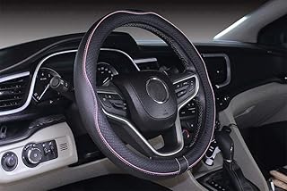 Cubierta de Volante de Cuero de Microfibra 38 cm para la mayoría de los Autos (Rosa Negro)
