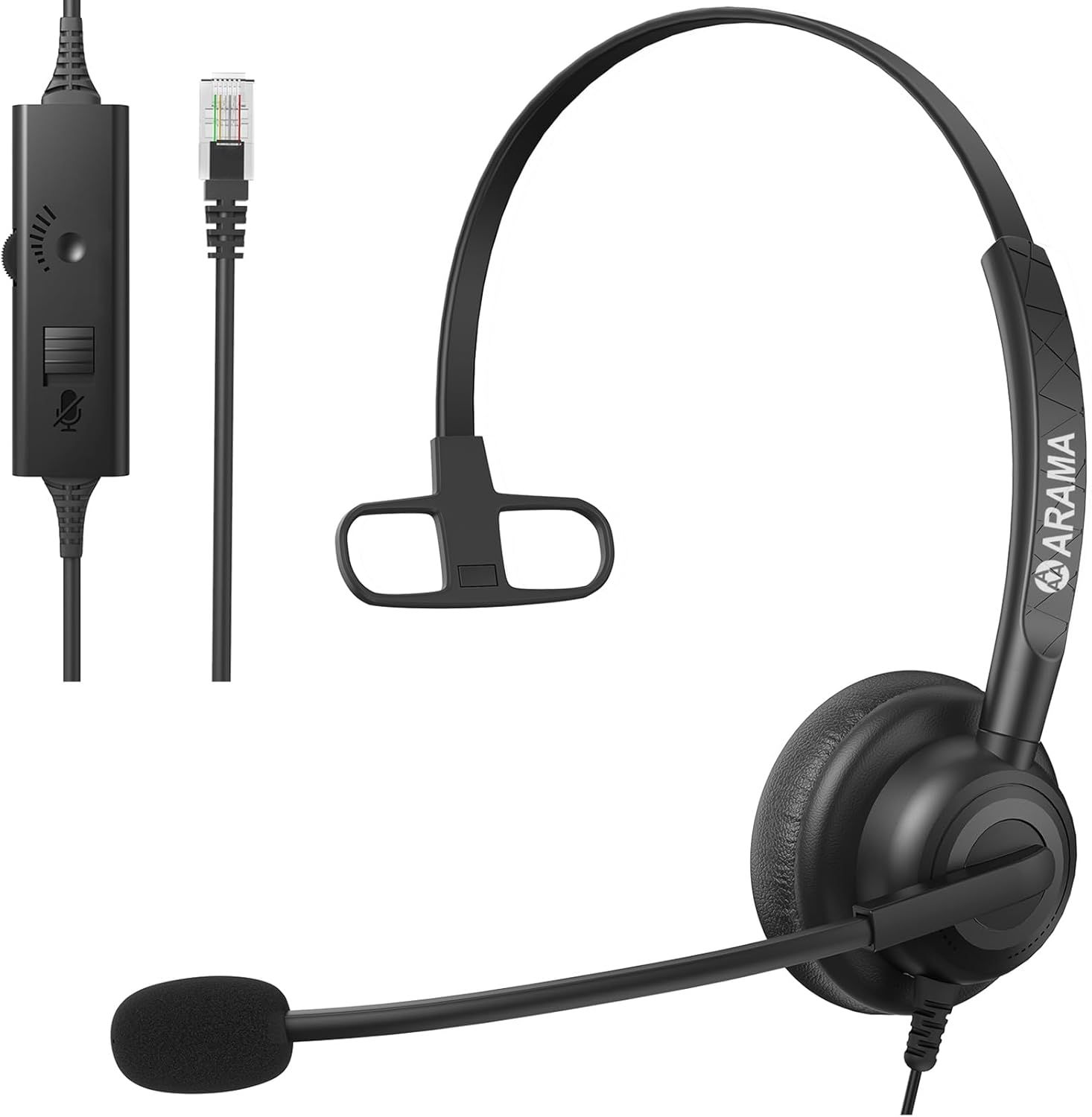 Arama Yealink Headset with Microphone Noise Cancelling, RJ9 Telephone Headsets for Office Phones Compatible with Yealink T20P T21P T26P T23G T46G T48G T42S T46S Avaya 1608 9608 9611 Grandstream Phones
