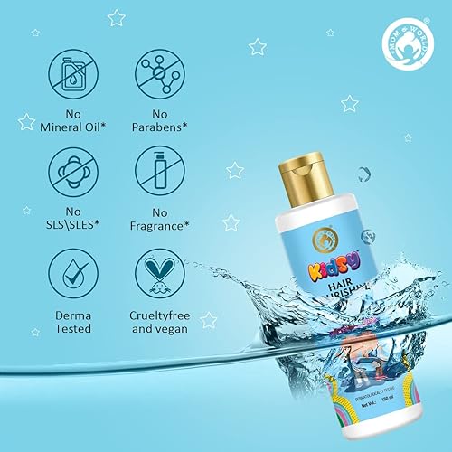 Miniatura 3 de Mom & World Kidsy - Aceite nutritivo para el cabello con aplicador de peine para niños, probado dermatológicamente, enriquecido con 11 aceites