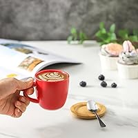 Vista 70 de Hasense Juego de tazas y platillos de porcelana para capuchino de 6 a 6 onzas Demitasse Espresso con asa, perfectas para café con leche, café moca