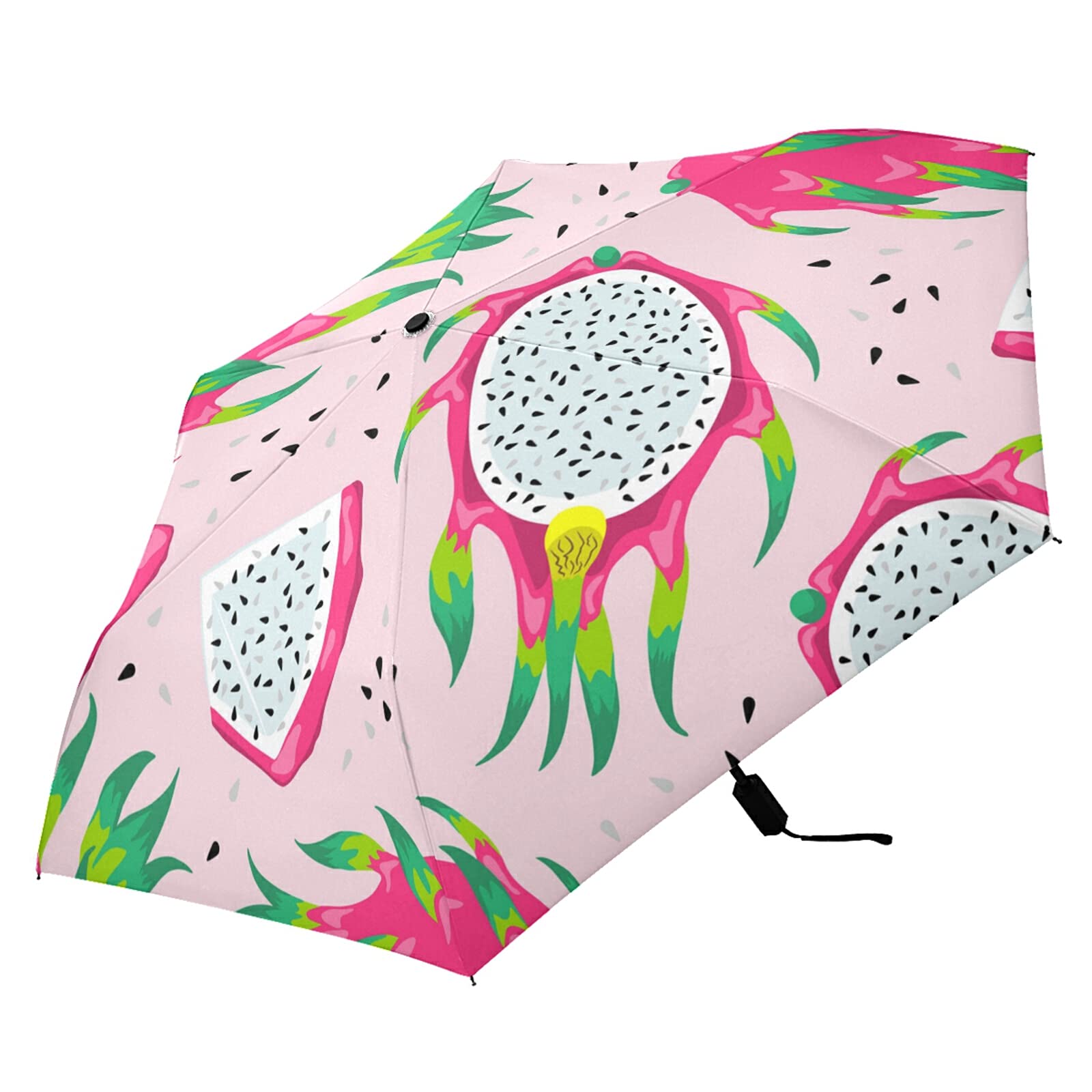 Parapluie compact portable pliable anti-UV resistant pluie motif fruit dragon - 8