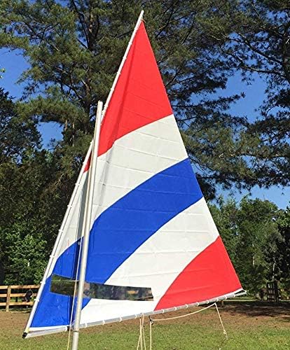 Sail for Sunfish Sailboat with (30) Sail Rings, Window, Red, White and Blue