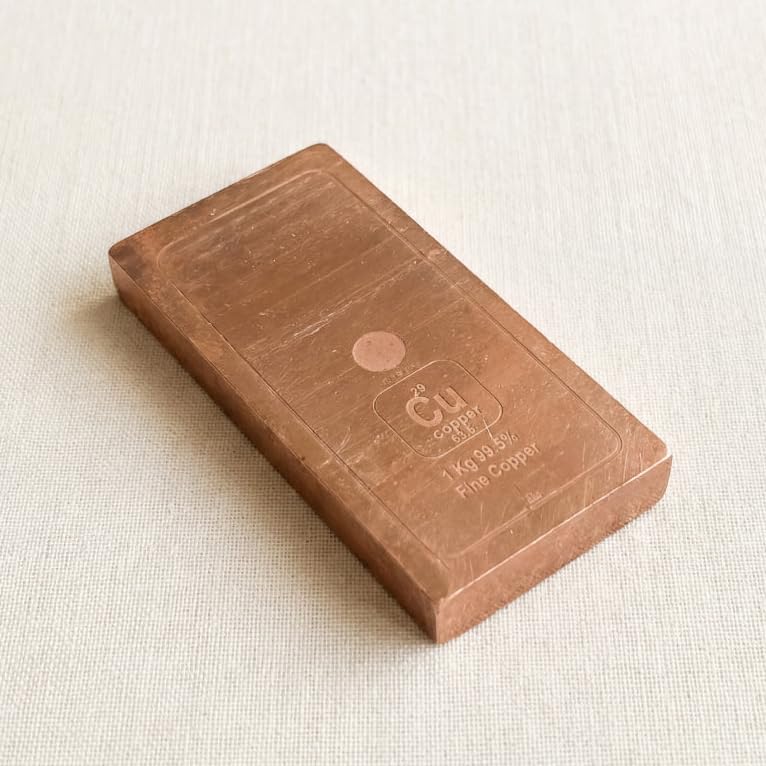 Image of P•TAL Pure Copper Brick 1 Kg (1000g) - 99%+ Solid Copper Ingot, Heavy Cast Copper Block for Investment, Puja, Craft & Industrial Use