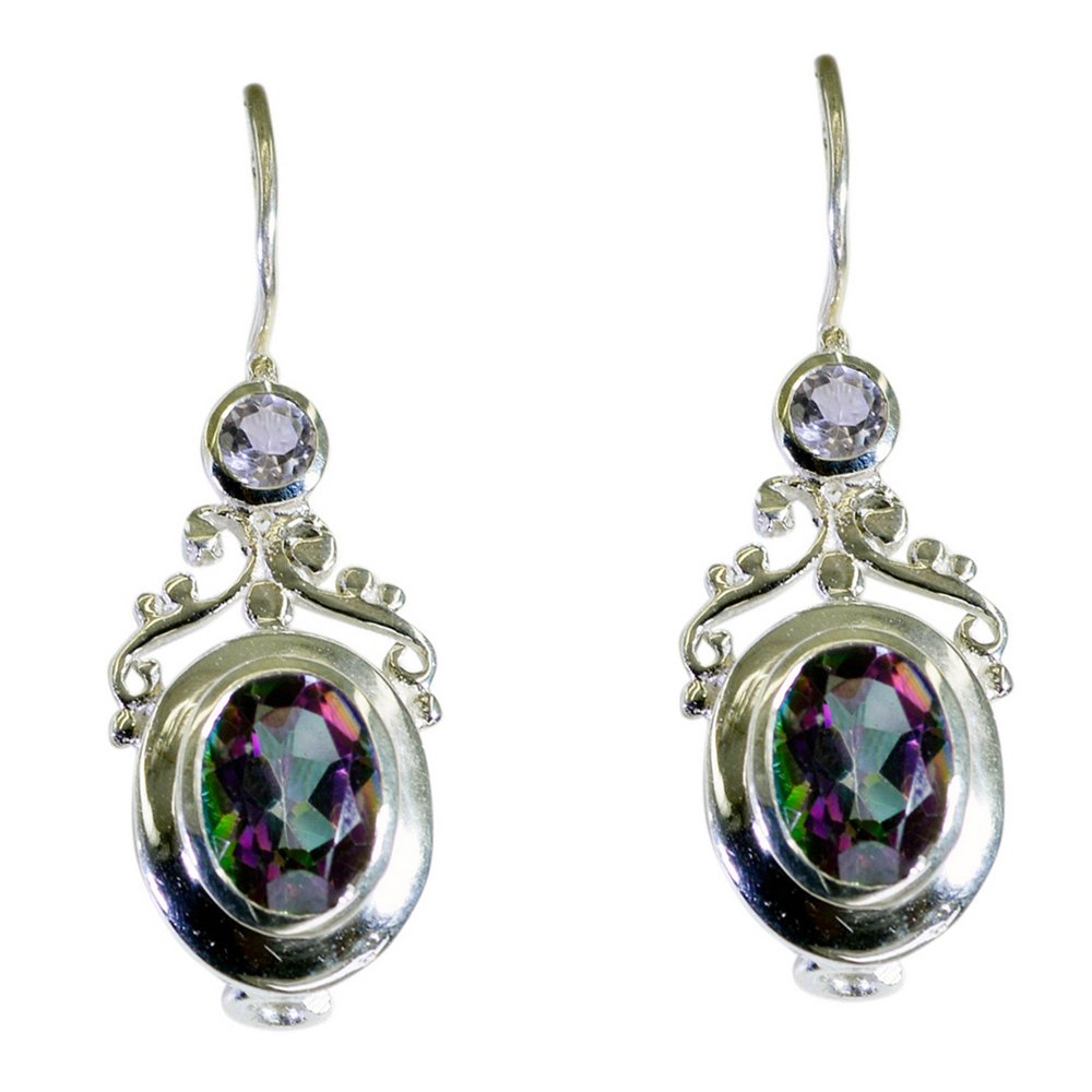 Mystic Quarz Ohrring für Frauen & Mädchen Sterling Silber Oval Cut viktorianischen handgefertigt Schmuck Chakra Heilung