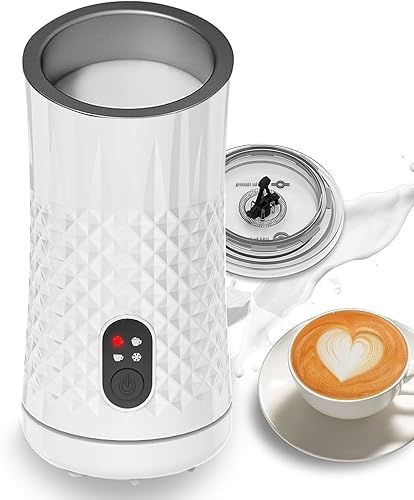 Miniatura 7 de VRORFUN Espumador de leche eléctrico 4 en 1 y vaporizador, espumador automático de leche y calentador de leche, máquina de espuma de leche caliente