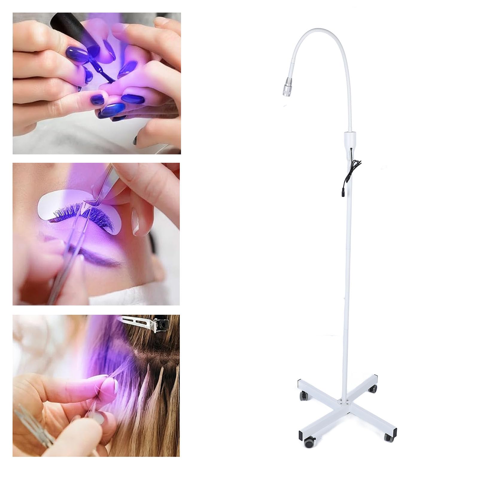 Lampe LED pour Extension de Cils, 5W, Flexible, Col de Cygne, avec Commande à Pédale (Prise UE AC100 à 240V 50 60HZ)