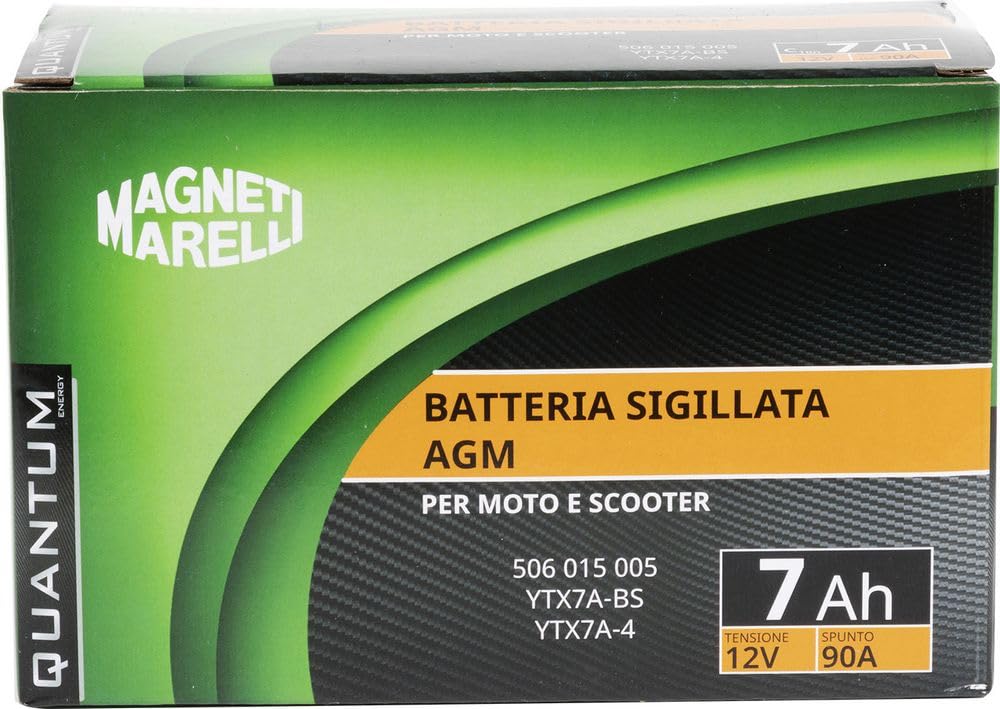 Magneti Marelli Batteria Quantum 7Ah AGM 90A | Batteria Moto 12V Per Scooter E Motocicli | Tecnologia AGM, Avviamento Affidabile, Senza Manutenzione