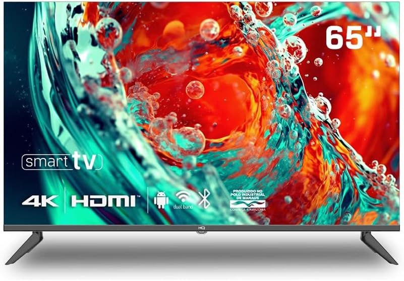 Smart TV HQ 65″ 4K Tela Sem Bordas Slim HQS65NKHM