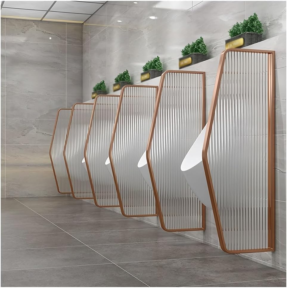 Glass Room Divider Office Partition Tempered Glass Panels Table Dividers Panels Partitions，Urinal Privacy Partition Toilet Divider Tempered Glass Panel Stainless Steel Frame WallMounted Toil