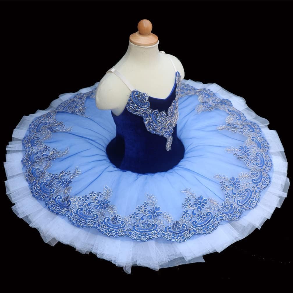 Ballet Swan Lake tu Ropa Leota Estampada Falda de Chaleco Falda de Bailarina esponjosa Falda de actuación(Size:160cm,Color:Azul)