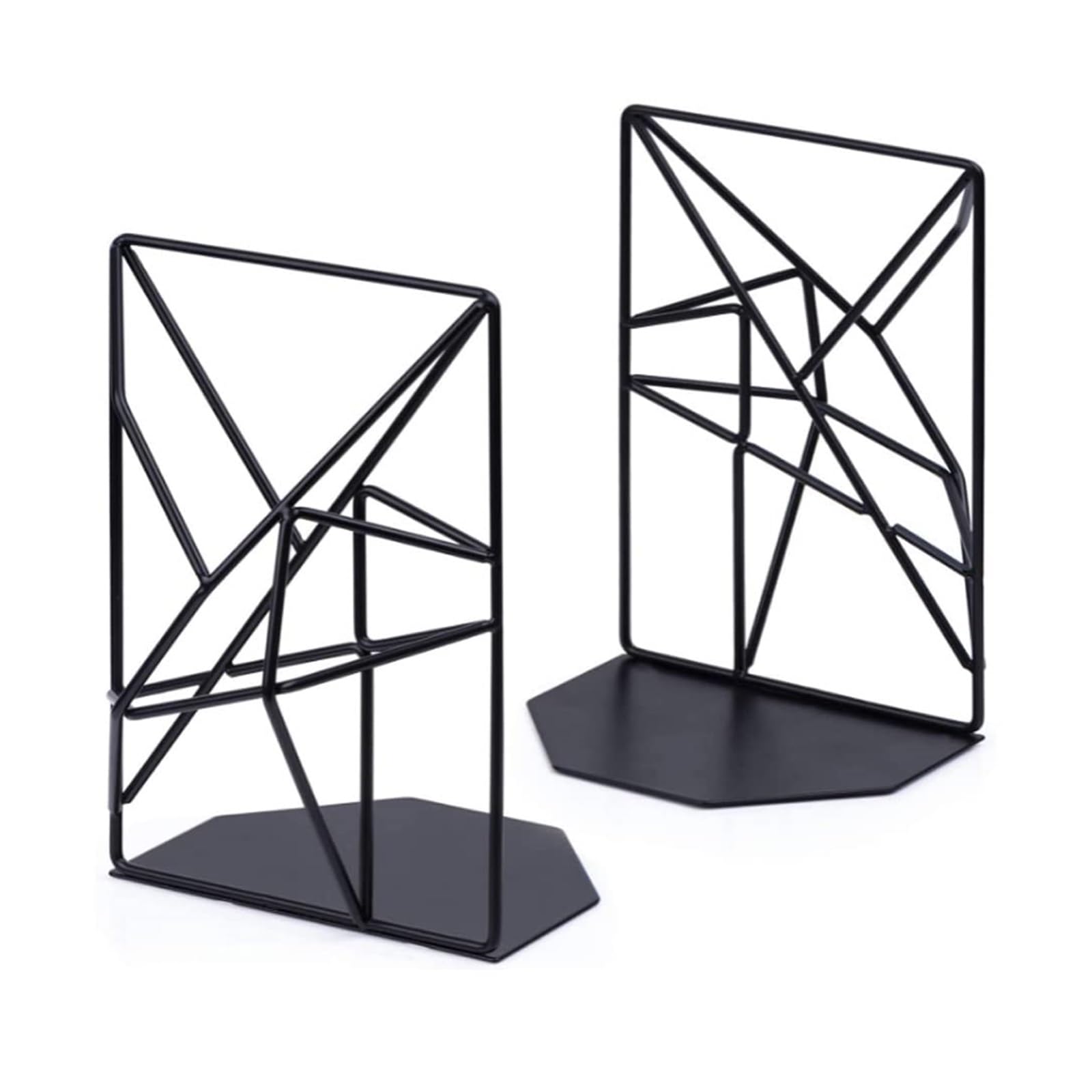OXOAMP Bookends Book End Bookends Bookends, Decorative Metal Book Ends Book Supports for Shelves, Unique Geometric Design Bookend Bookshelf