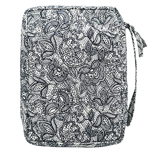 Image of DIWI Quilted Bible Cover Large Sizes 10 X 7 X 2.75 Good Book Case (L, C1 Navy Canopy)