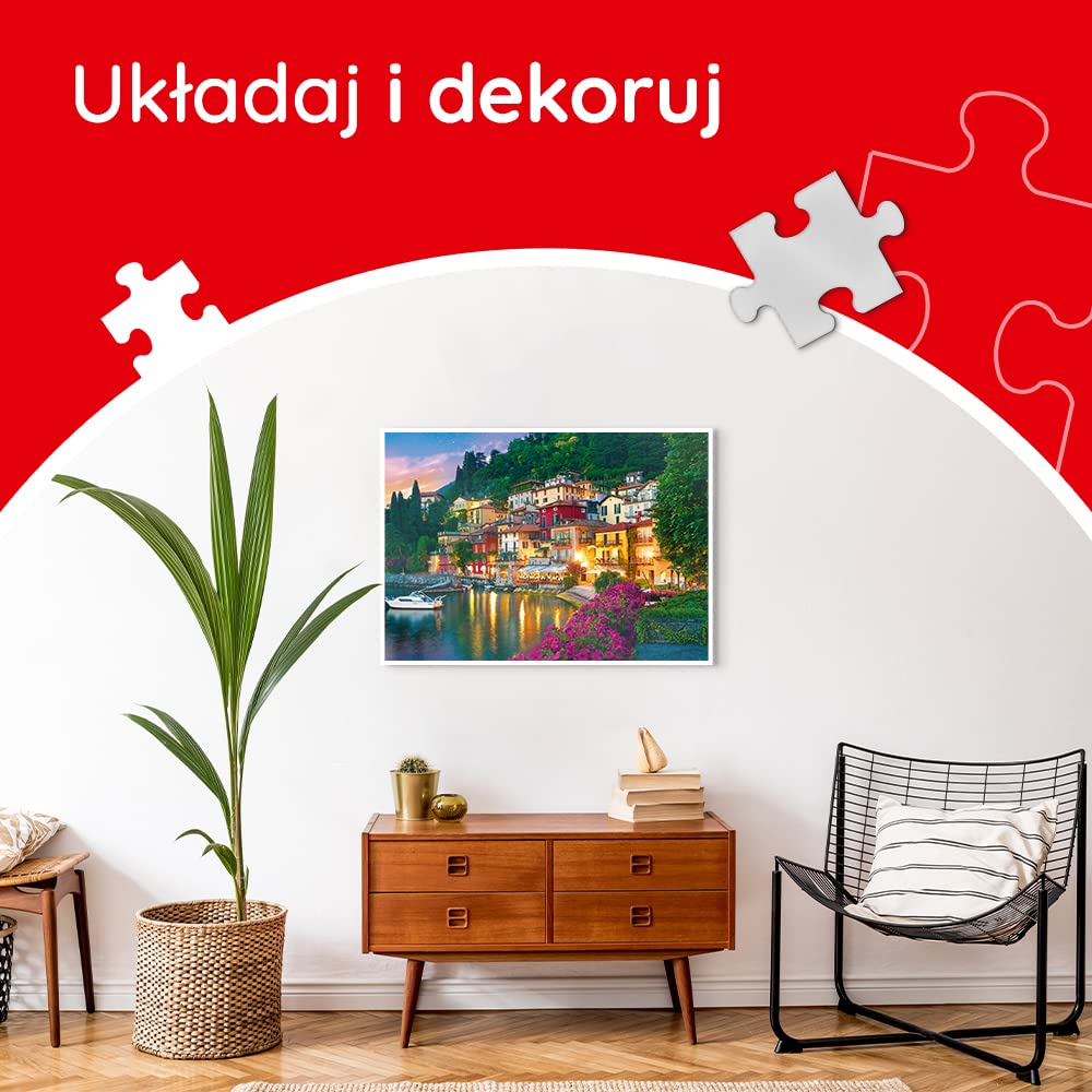Trefl Jezioro Como, Włochy Puzzle 500 Elementów o Wysokiej Jakości Nadruku dla Dorosłych i Dzieci od 10 lat
