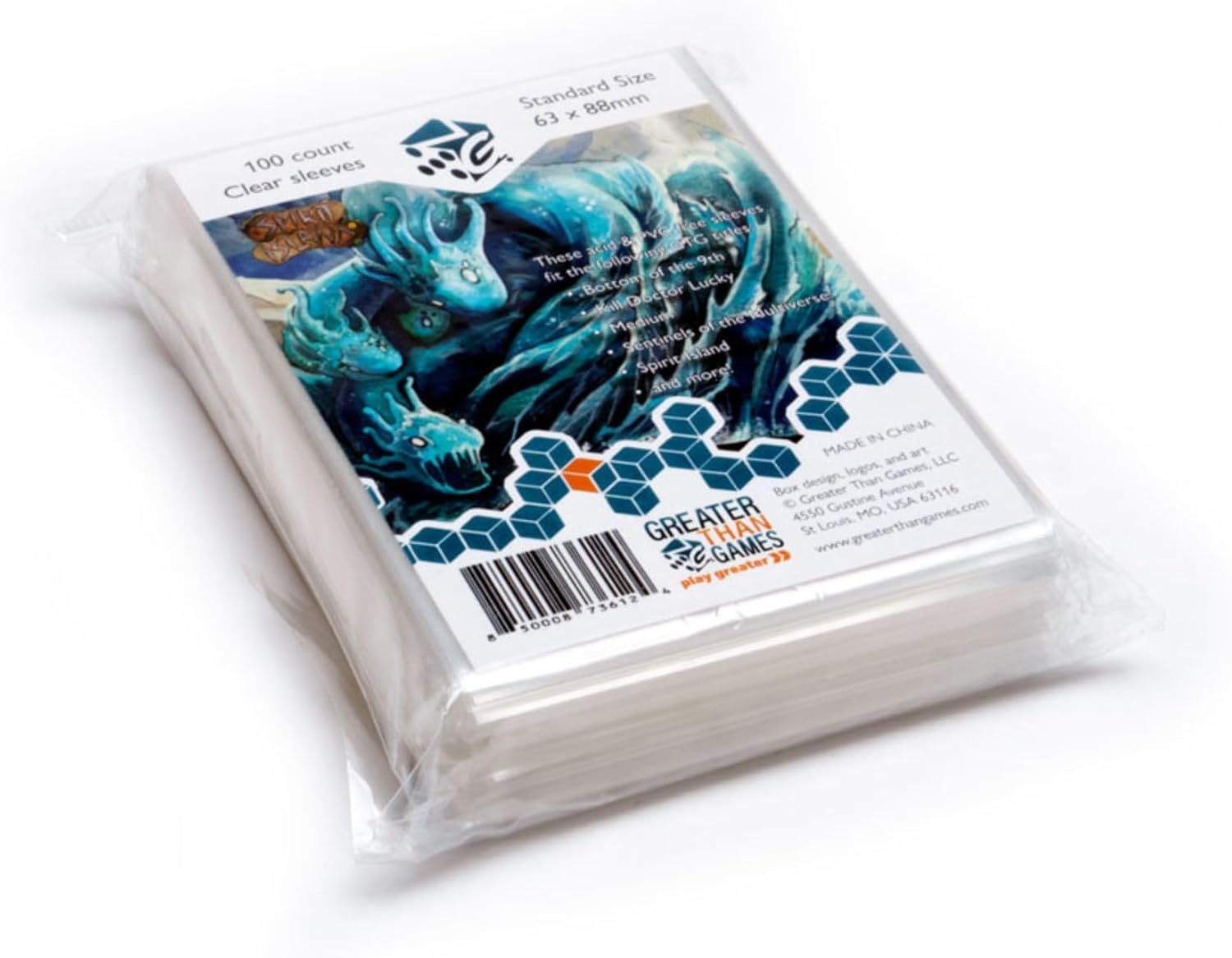 Greater Than Games | Standard Size Card Sleeves | 68x88 mm | Acid Free & PVC Free | Card Game Protective Accessory | Includes 100 Sleeves