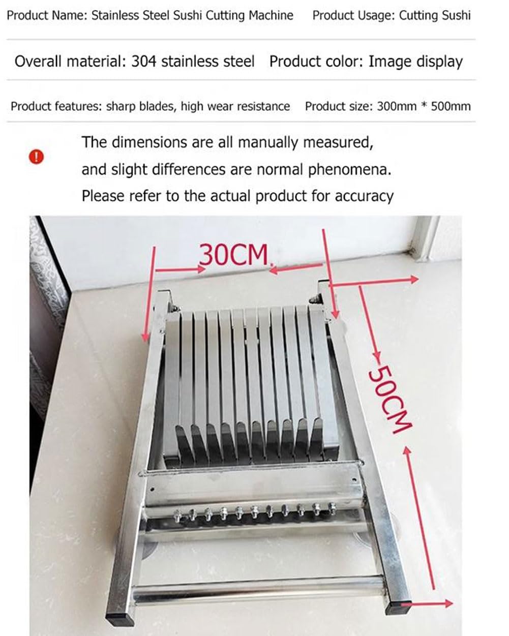 Sushi Roll Slicer, Edelstahl Schneidemaschine zum einfachen Schneiden von 8/10/12 Segmenten, Quick Clean Design für Restaurants, Snackbars, Catering