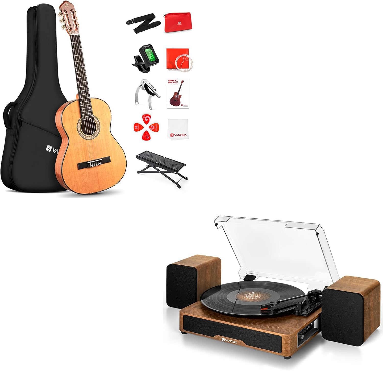 Vangoa Classical Guitar 3/4 Inch Acoustic Classical Guitar with Retro Record Player