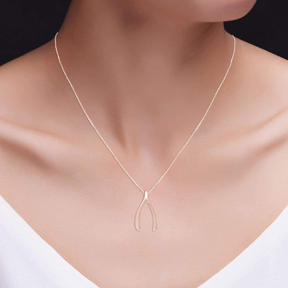 AFFY Wishbone Pendant Necklace for Women, 14K Gold Over 925 Sterling Silver, Inspirational Lucky Charm Jewelry Gift for Women with 18" Chain - Image 4