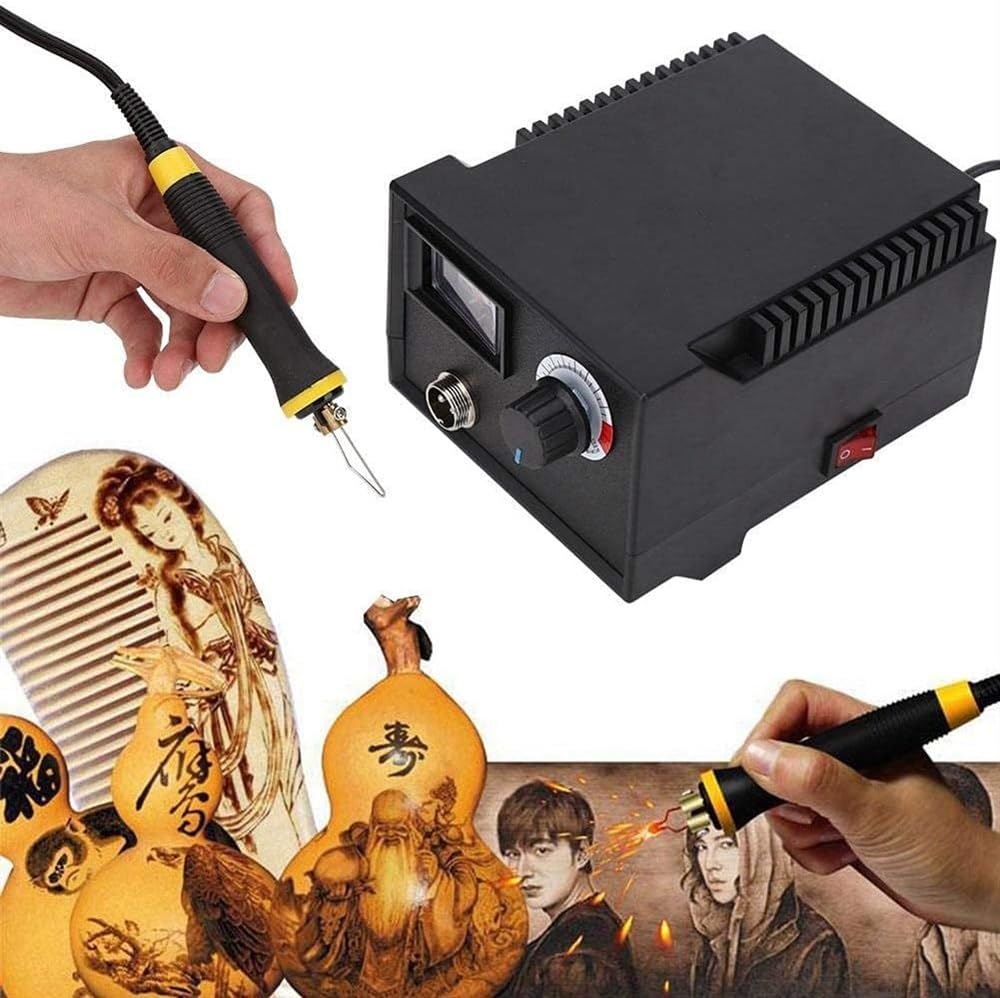 Kit de quema de madera Máquina de pirograbado, herramienta de pluma de soldador eléctrico de temperatura ajustable con 23 puntas de pluma de pirograbado for tallado en madera Soldadura en relieve