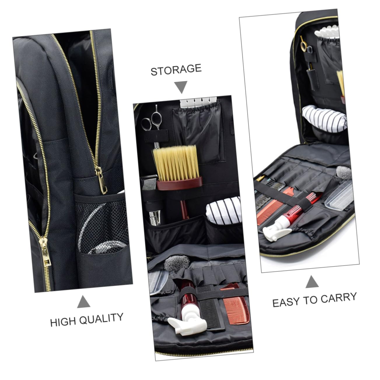 Zaino per Parrucchiera in Poliestere, Nero, Ampia Capacità e Porta Usb, per Viaggio e Uso Quotidiano