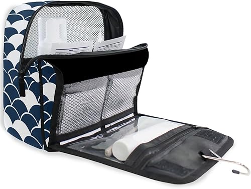 Miniatura 3 de susiyo Blue White Scale Portable Hanging Travel Toiletry Bag Makeup Pouch Organizer Multifunction Cosmetic Bag for Women Girls Men