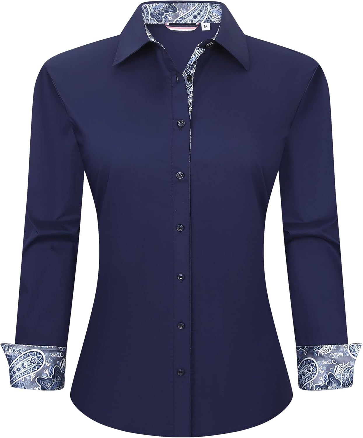 Esabel.C Womens Dress Shirts Cotton Long Sleeve Regular Fit Stretch Button Down Blouse