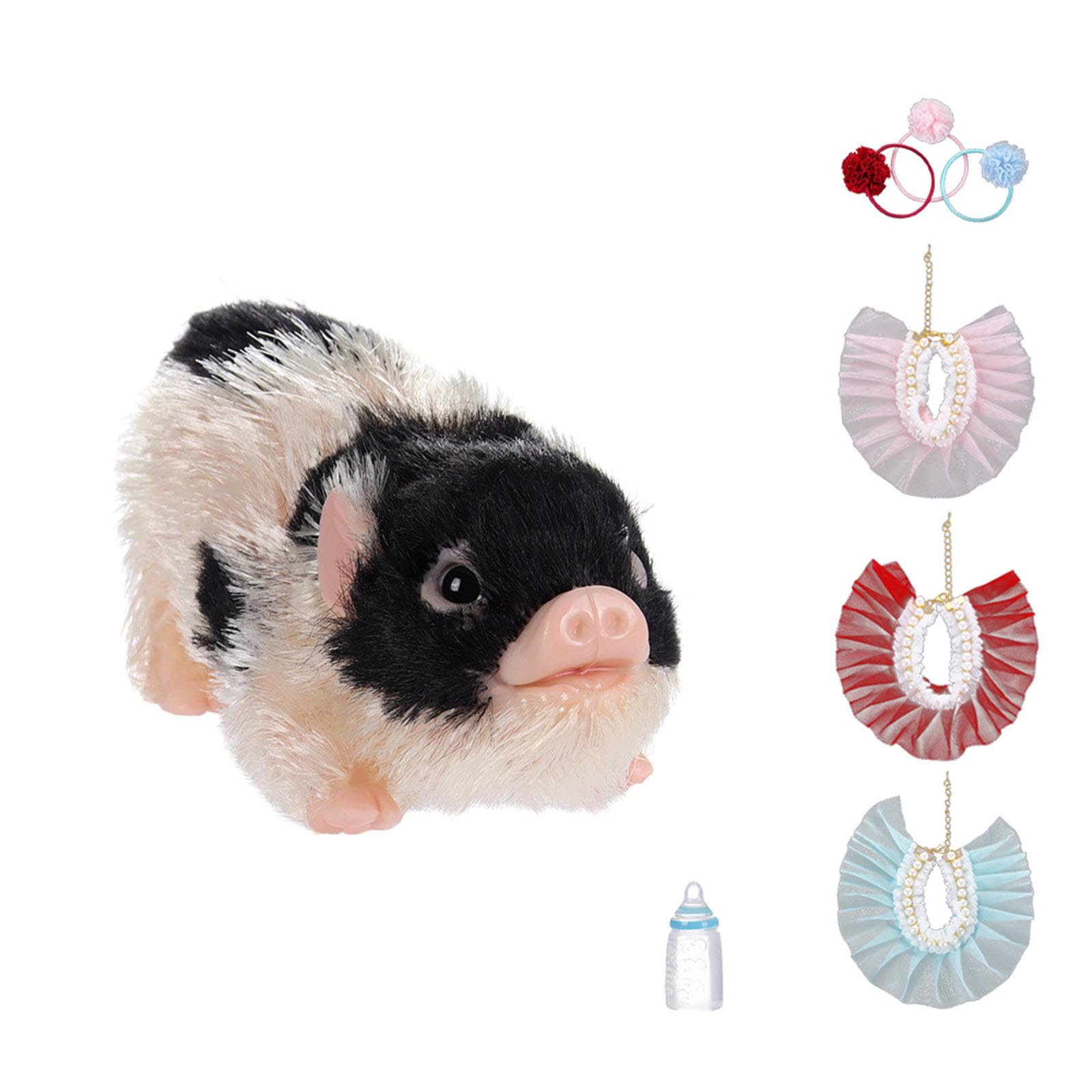 Interaktives Piggy Squeeze Tierfigur Reborns Spielzeug mit Spitzenkleid Rollenspiel für Vorschulkinder Geschichtenerzählaktivität Kleinkind Lernspielzeug