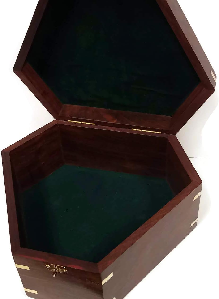 Large 8-1/2" Solid Polished Brass Nautical Sextant Antique Reproduction in Beautifully Finished Rosewood Hinged Wooden Box with Polished Brass Inlaid Accent