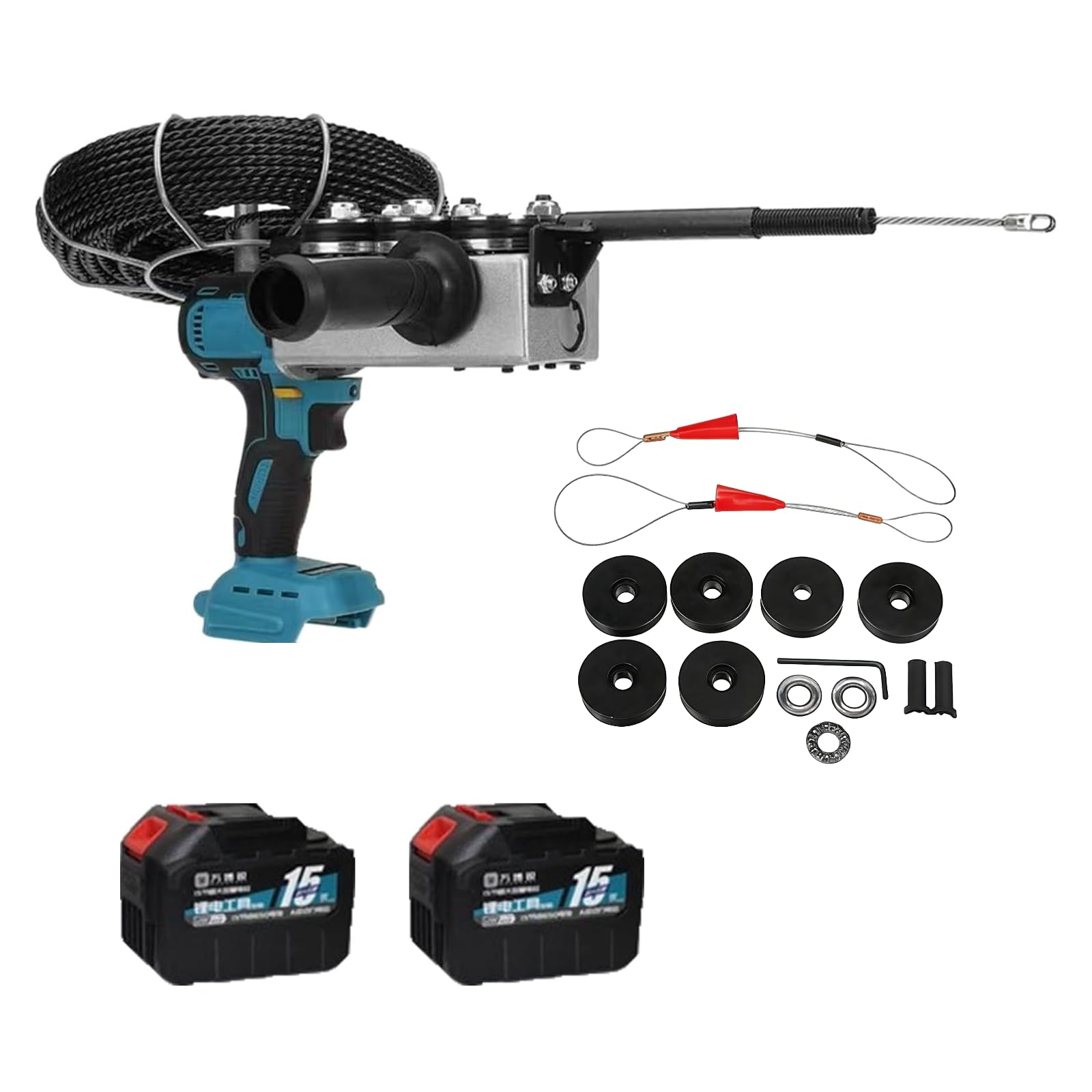 ZHENYUWANG Cable puller and cable auger, 6 steel guide wheels, 30 meters of cable, wireless operation, speed 40 meters/minute, for pulling cables in conduits