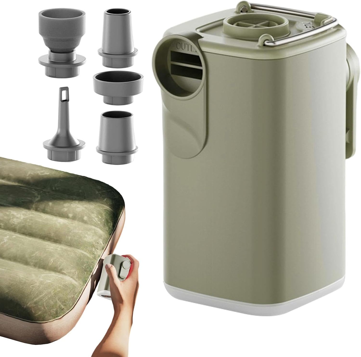 Mini Inflator Air Pump Inflate Deflate USB Rechargeable with 5 Nozzles
