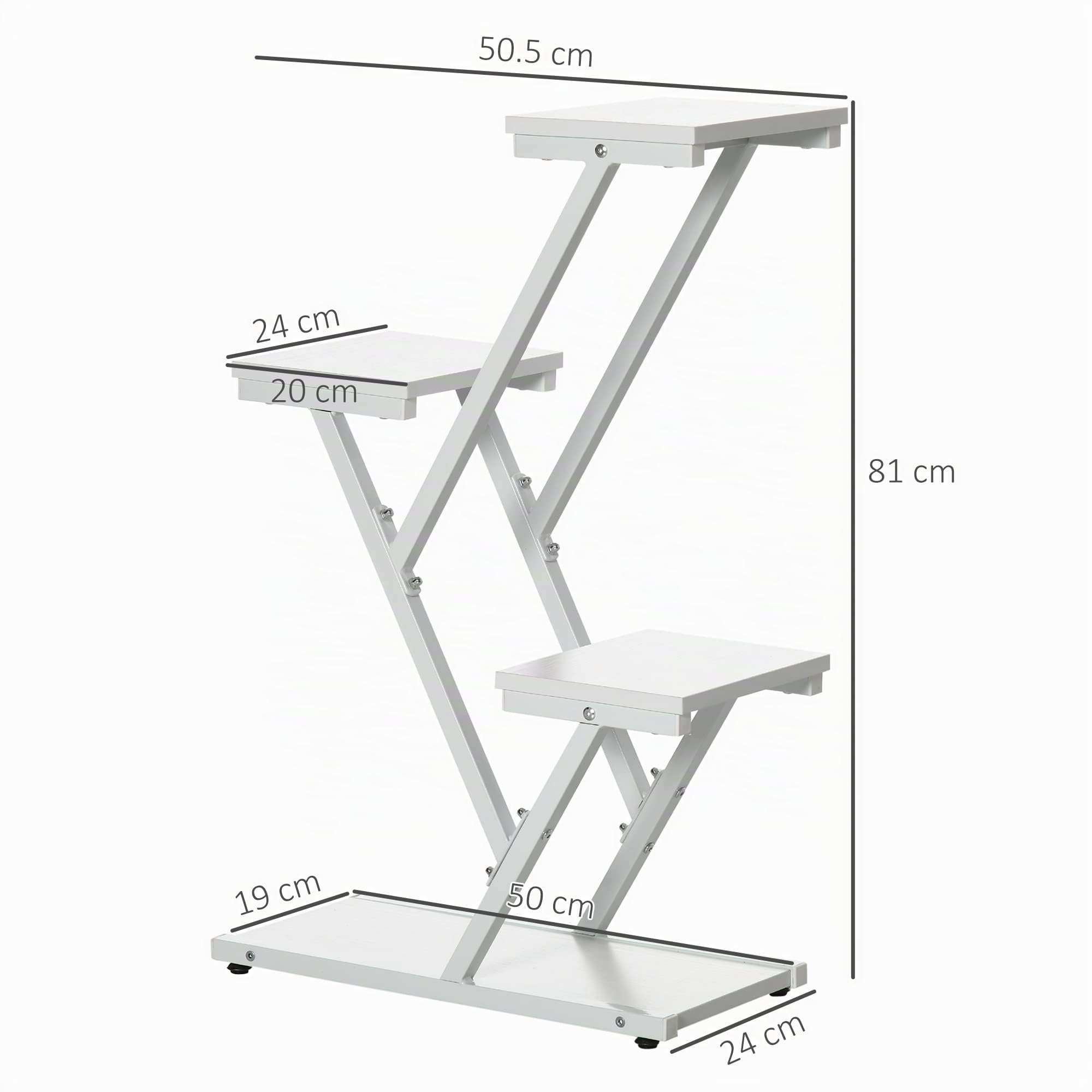Outsunny Scaletta Portavasi 4Livelli Interni/Esterni 50.5x24x81 cm Bianco