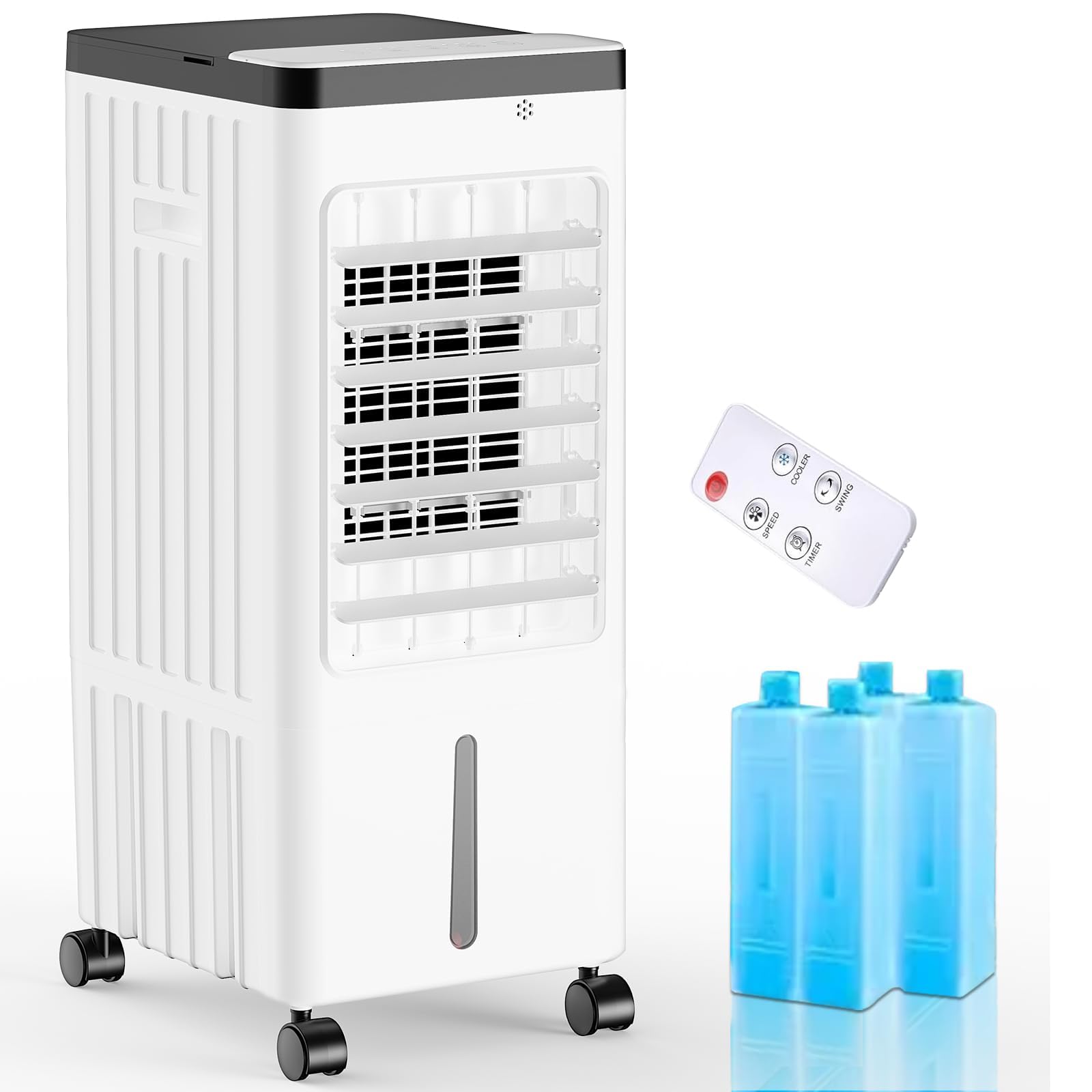 Windowless Portable Air Conditioners, Swamp Cooler with Oscillation, 3.1Gal Evaporative Air Cooler with Remote, 7H Timer, Air Cooler Powerful Wind 3Modes&Speeds for For Room Office
