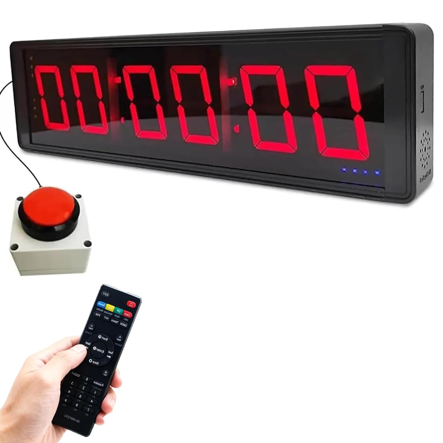 Cronómetro de competición de 6 dígitos, cronómetro para fitness con botón de cronómetro, pantalla digital LED de 1,8 pulgadas, memoria de 20 segmentos, con ganchos para colgar en la pared, para gimnas