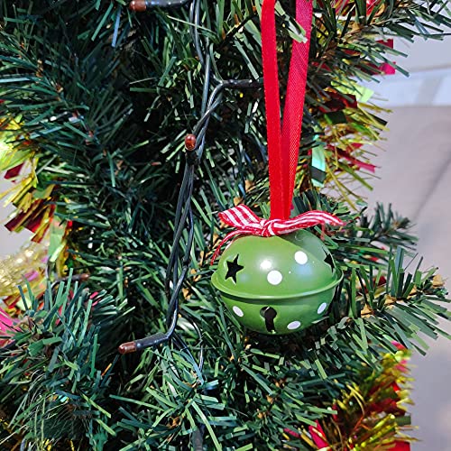 24Pcs Christmas Jingle Bells For Decoration In Red White Green, Jingle Bells With Star Cutouts Christmas Metal Bells, For Christmas Tree Decor Wreath Window Door Holiday Party Supplies (24Pcs) #TOP3