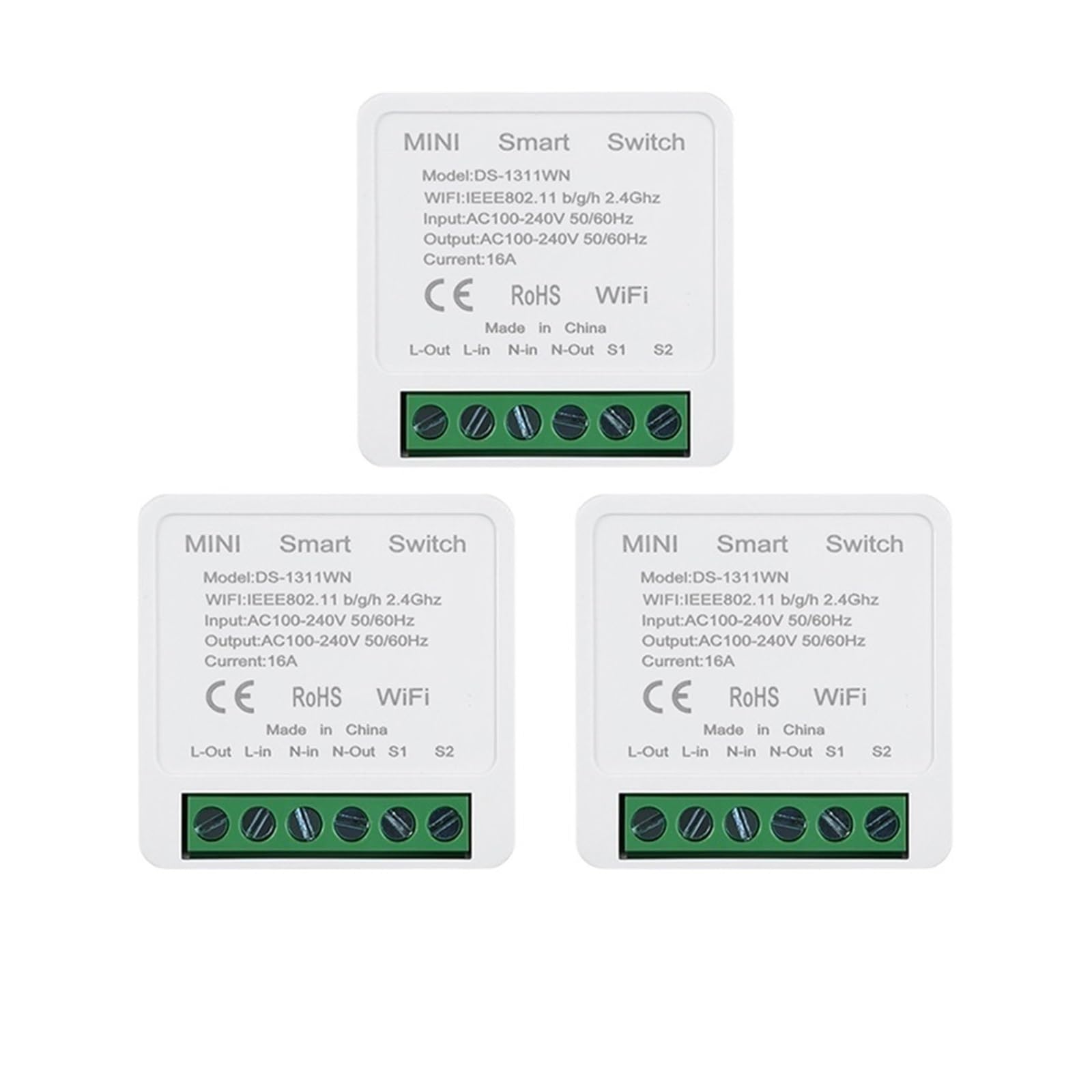 Commutateur intelligent 16A avec module disjoncteur domotique de 3 pièces