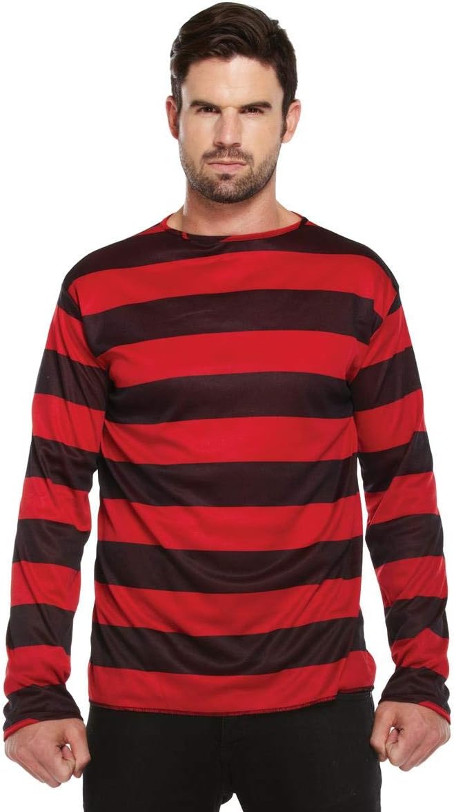 Paper UmbrellaAdult's Black and Red Striped Menace Long Sleeve Costume Top