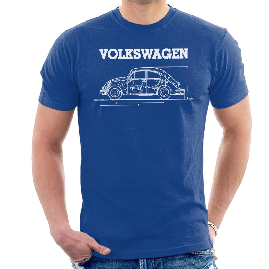 Volkswagen Beetle White Technical Diagram Men's T-Shirt