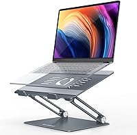 Vista 10 de Lamicall - Soporte ajustable para laptop, portátil, soporte elevador para laptop, soporte de aluminio para escritorio plegable, soporte ergonómico
