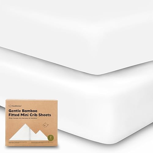 Pack and Play - Juego de sábanas bajeras, paquete de 2 sábanas pequeñas para cuna, paquete N Play, sábana bajera orgánica para cuna para colchón de