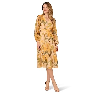 Adrianna Papell Floral Organza Midi Dress Women